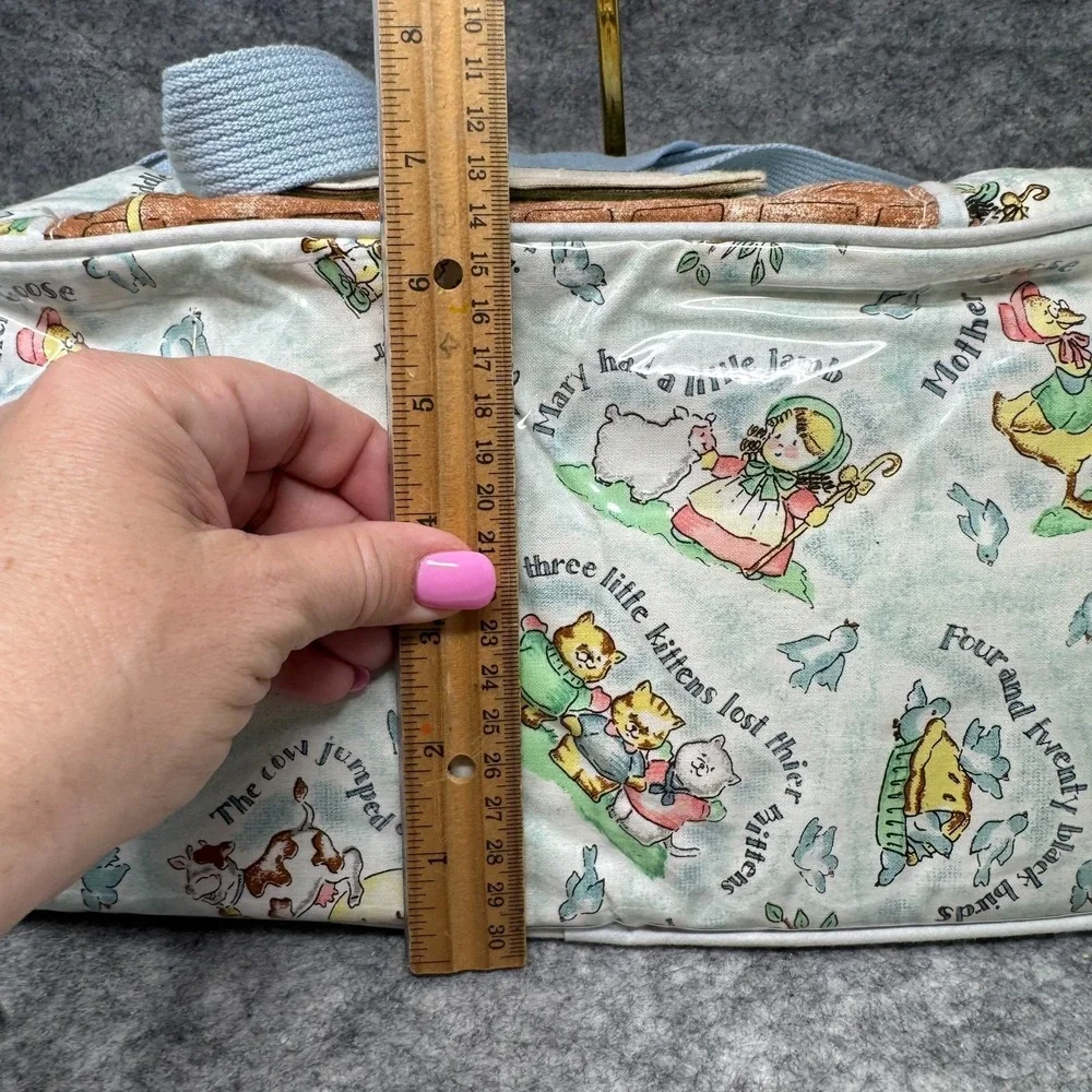 Vtg 80s Nursery Rhyme Baby Sac Diaper Bag Quilted Mother Goose Boy Girl Deadstoc